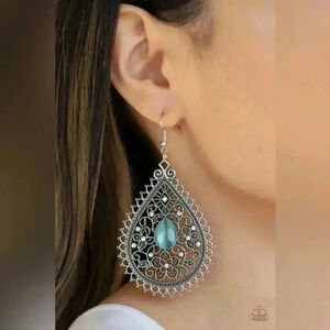 Blue Cat Eye Earrings